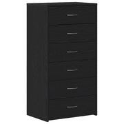 Credenza | Madia | Buffet da pranzo | Armadio da pranzo con 6 Cassetti Rovere Nero 50x34x96 cm in Truciolato