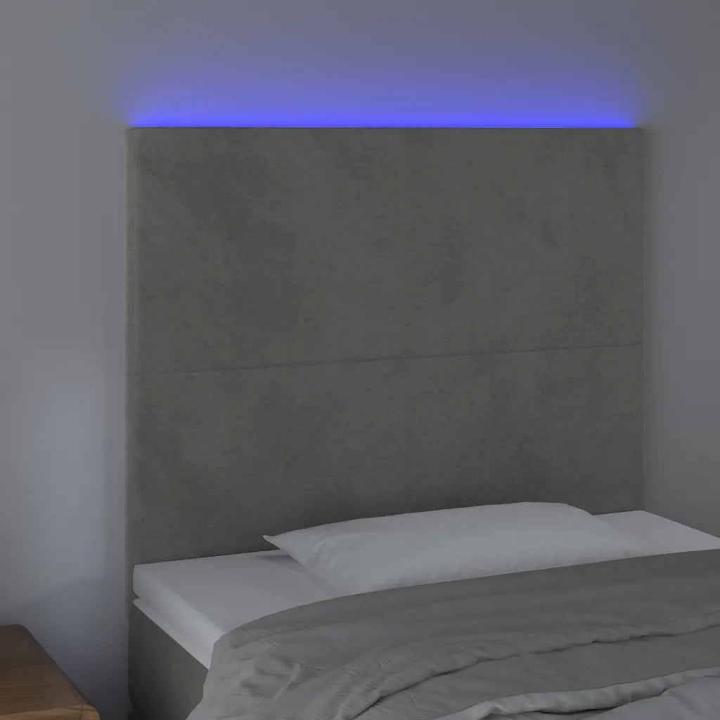 Testiera | Testata a LED Grigio Chiaro 90x5x118/128 cm in Velluto