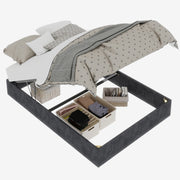 Letto Matrimoniale 140x200 cm; LED; Schienale Regolabile; in Tessuto e Metallo; Grigio