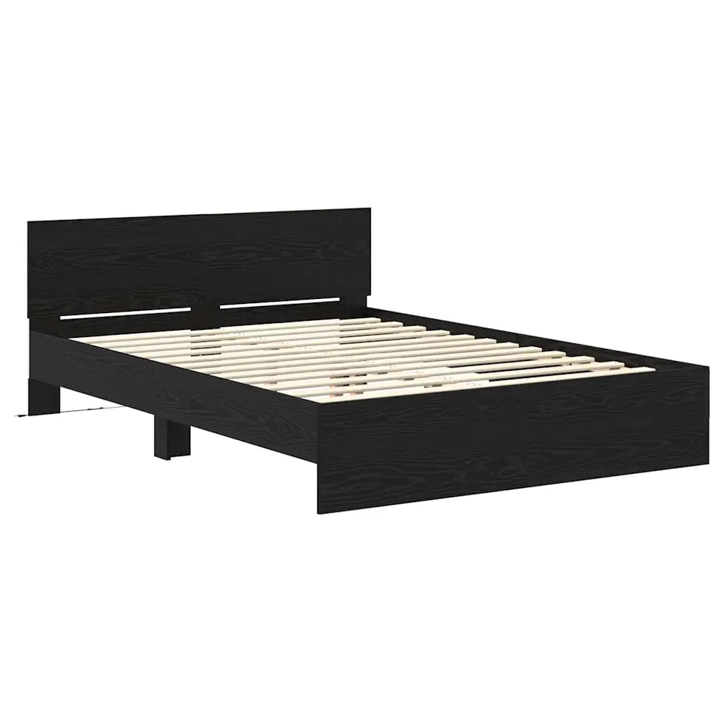 Struttura del letto Rovere Nero 135 x 190 cm Legno multistrato