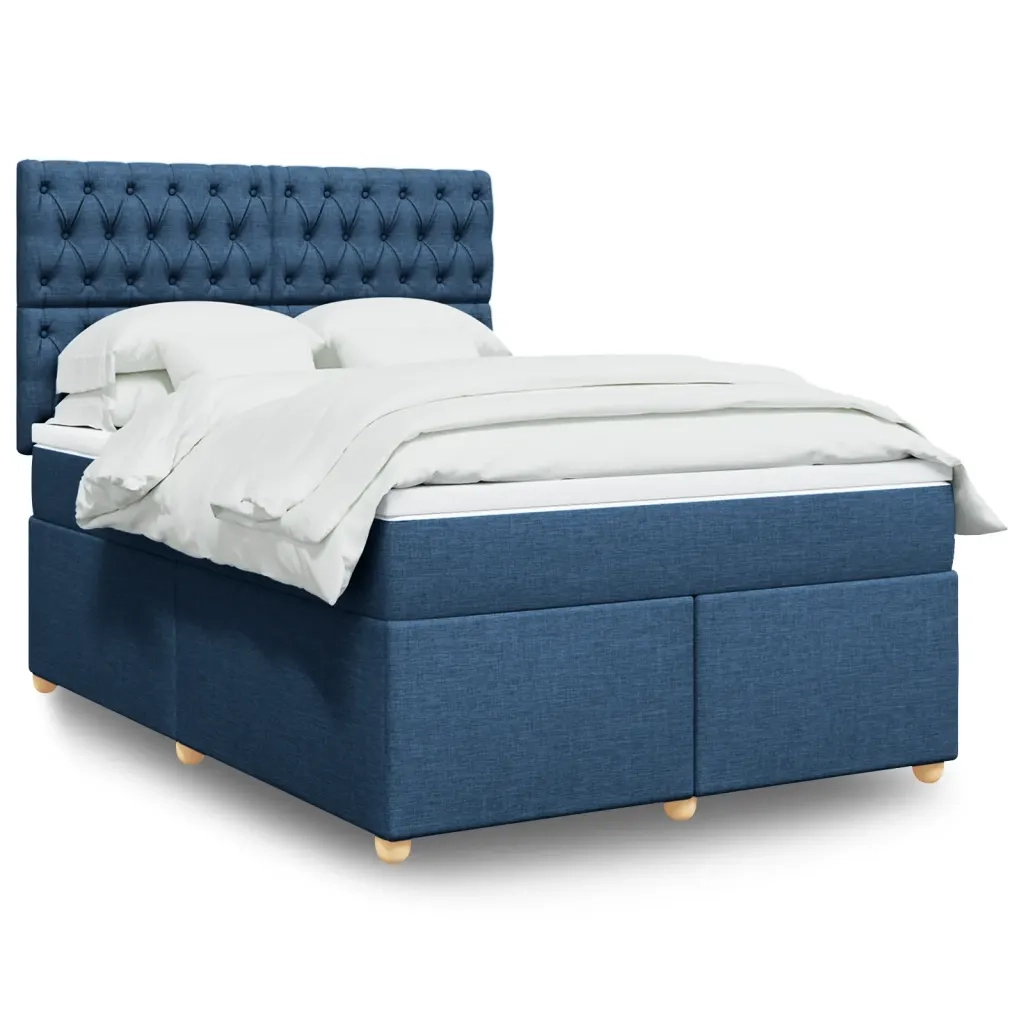 vidaXL Giroletto a Molle con Materasso Blu 160x200 cm in Tessuto
