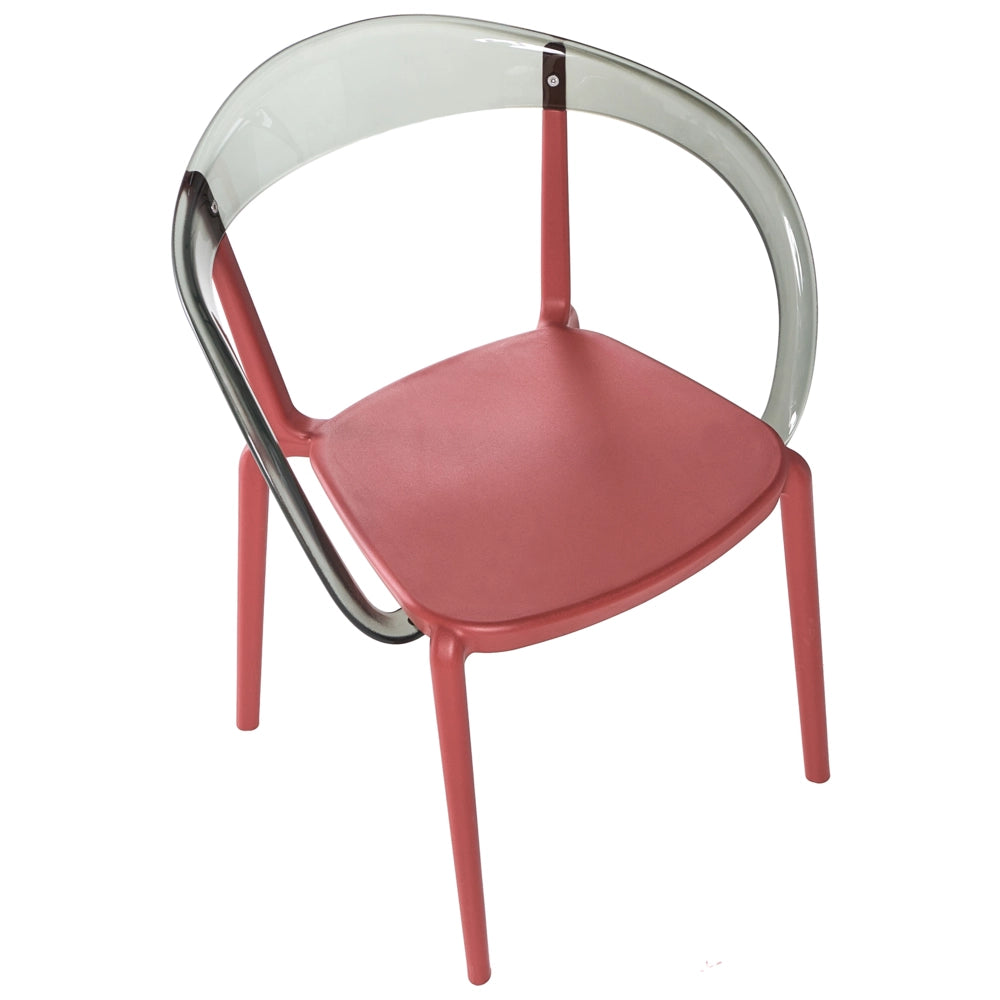 Set di 4 sedie da giardino rosso Materiale sintetico Plastica Interno Esterno Giardino con braccioli Sala da pranzo Stile moderno minimalista