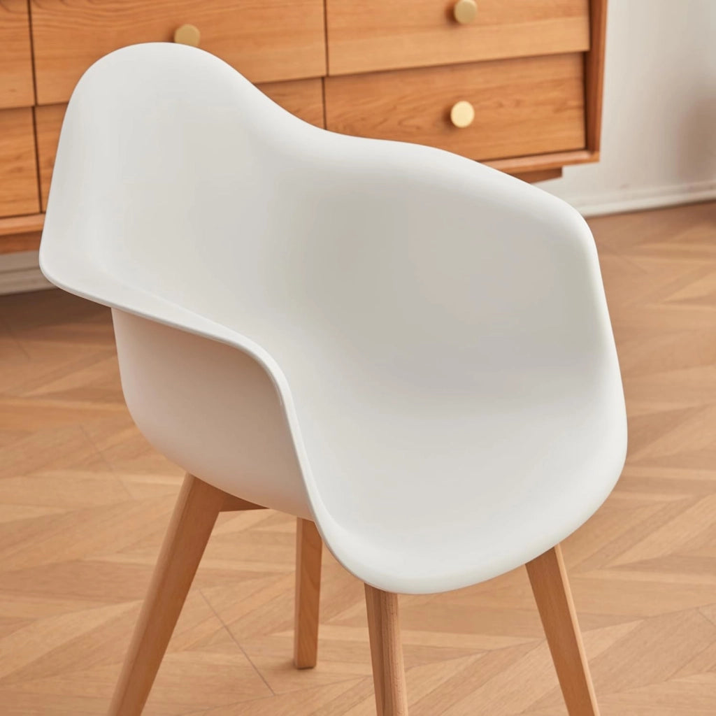 GrandCA HOME Set di 2 Sedie da Sala da Pranzo Sedie da Salotto con Schienale in PP e Bacrest, Poltrone d'accento con Gambe in Legno Massello di Faggio, Bianco