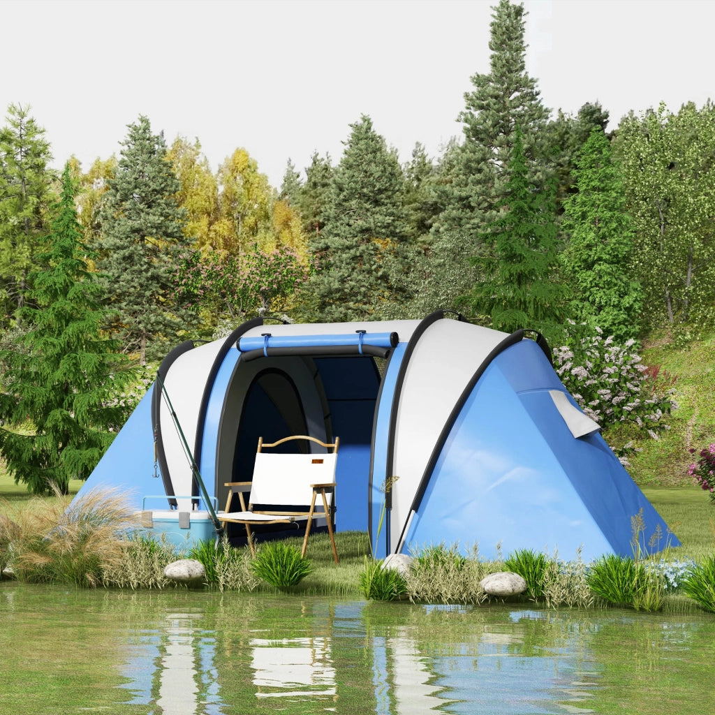 Tenda da campeggio per 4-5 persone impermeabile 3 stanze blu ¨C zephmum