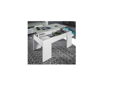 KIT TAVOLO CAFF ELEVABILE CM. 50X100X45H BIANCO/CEMENTO