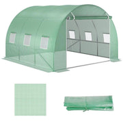 TELO SERRA IN PE CON 6 FINESTRE, PORTA AVVOLGIBILE E BORDI INTERRATI, 3X3X2 M, VERDE