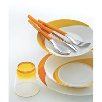 Set 7 pezzi Piatti + Posate + Bicchiere Eme Natura Sun Arancio