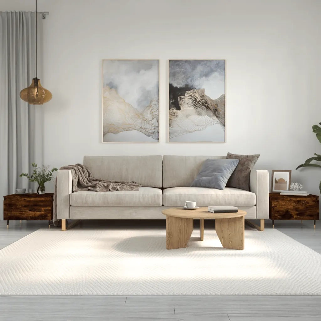 2 pz Tavolini salotto | Tavolino da caff¨¨ | Tavolino da Soggiorno Rovere Fumo 50x46x35 cm Legno Multistrato