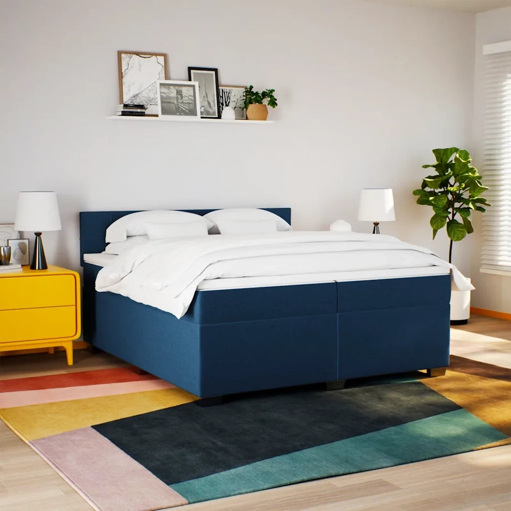 Giroletto a Molle con Materasso Blu 200x200 cm in Tessuto 3286001