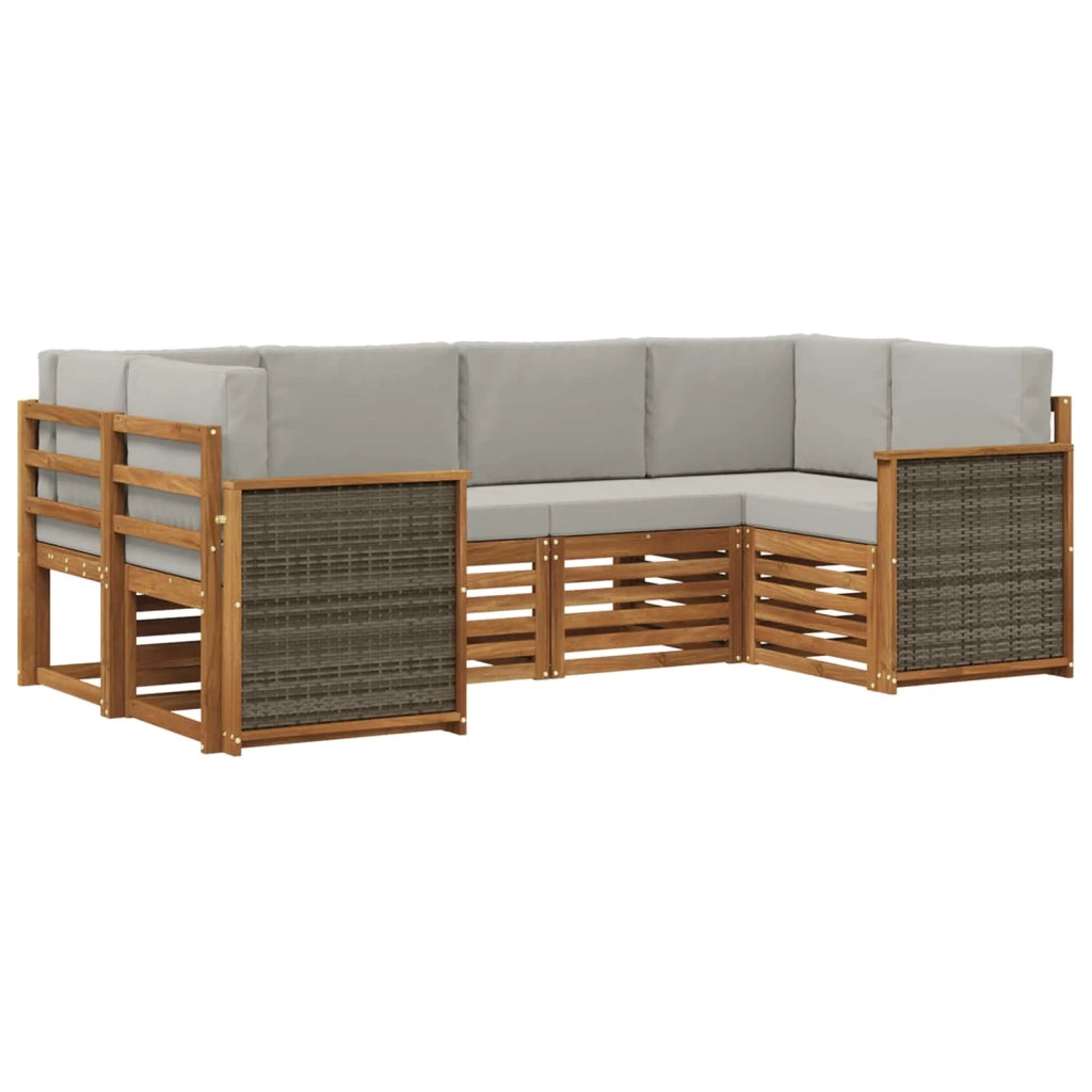 Set di divani da esterno 5 pz Naturale e Grigio Chiaro 3384767