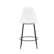 Set di 2 sgabelli da bar trasparenti con schienale ergonomico e piedini antiscivolo in plastica e metallo nero