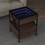 Tavolino da Salotto con LED Infinity Rovere Marrone 40x40x51 cm 847721