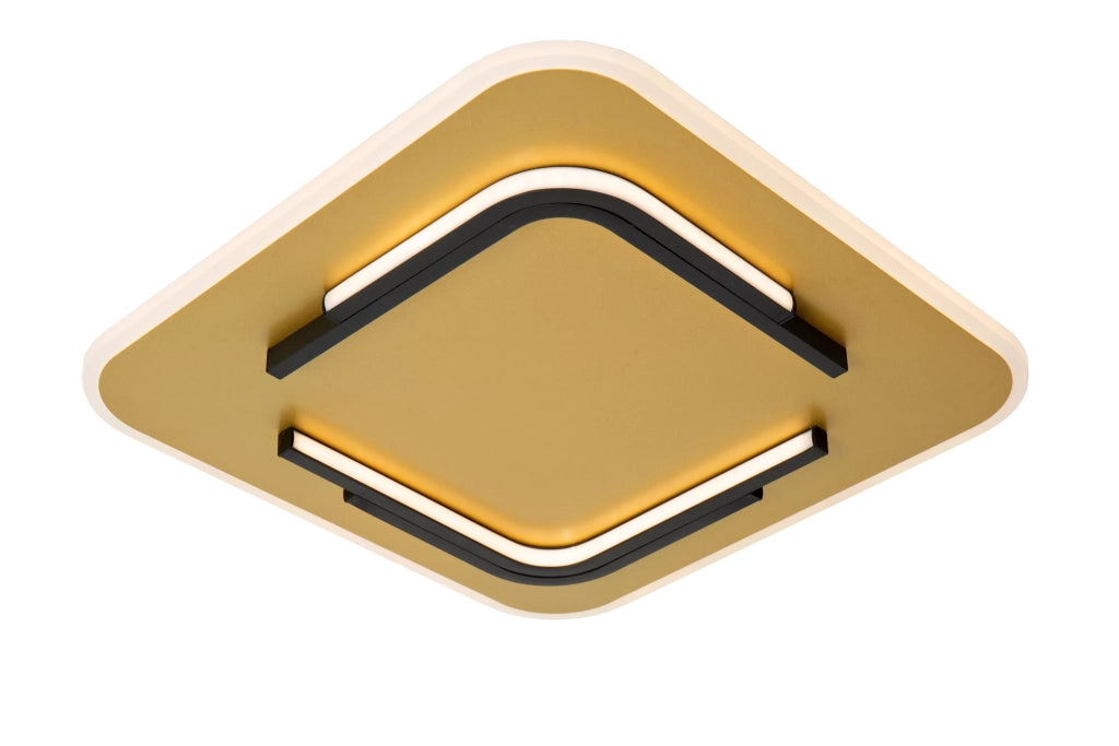 Plafoniera LED quadrata 40,5cm 30W oro Lucide Andreas