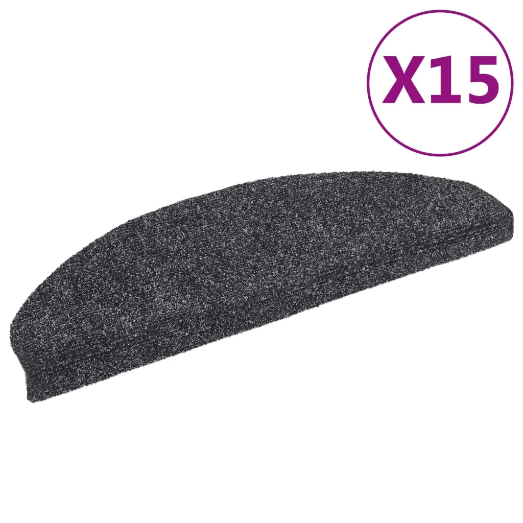 Tappetini per scale autoadesivi 15 pz 65x21x4 cm Grigio scuro Semicircolari Grandi 132697