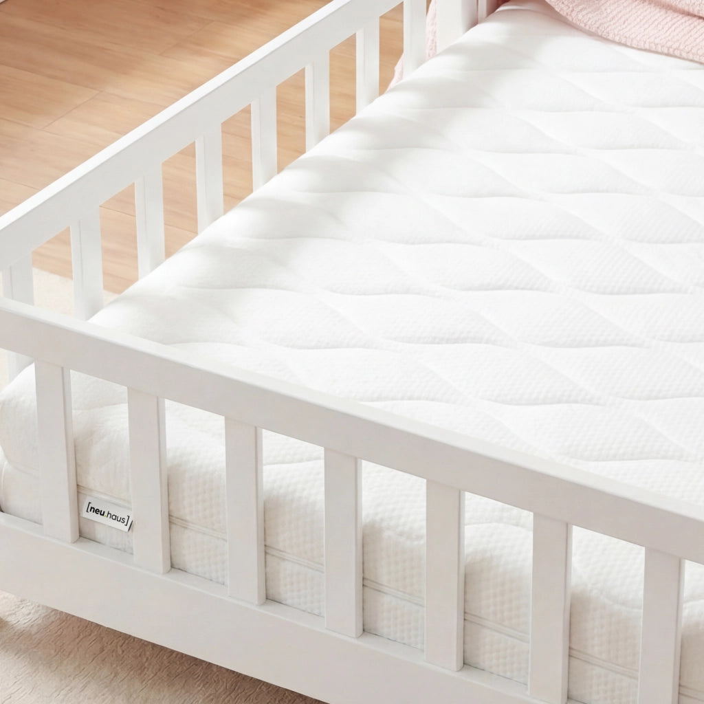 Letto per Cameretta Treviolo a Forma di Casetta in Stile Montessori con Materasso 140x200 cm - Bianco [en.casa]