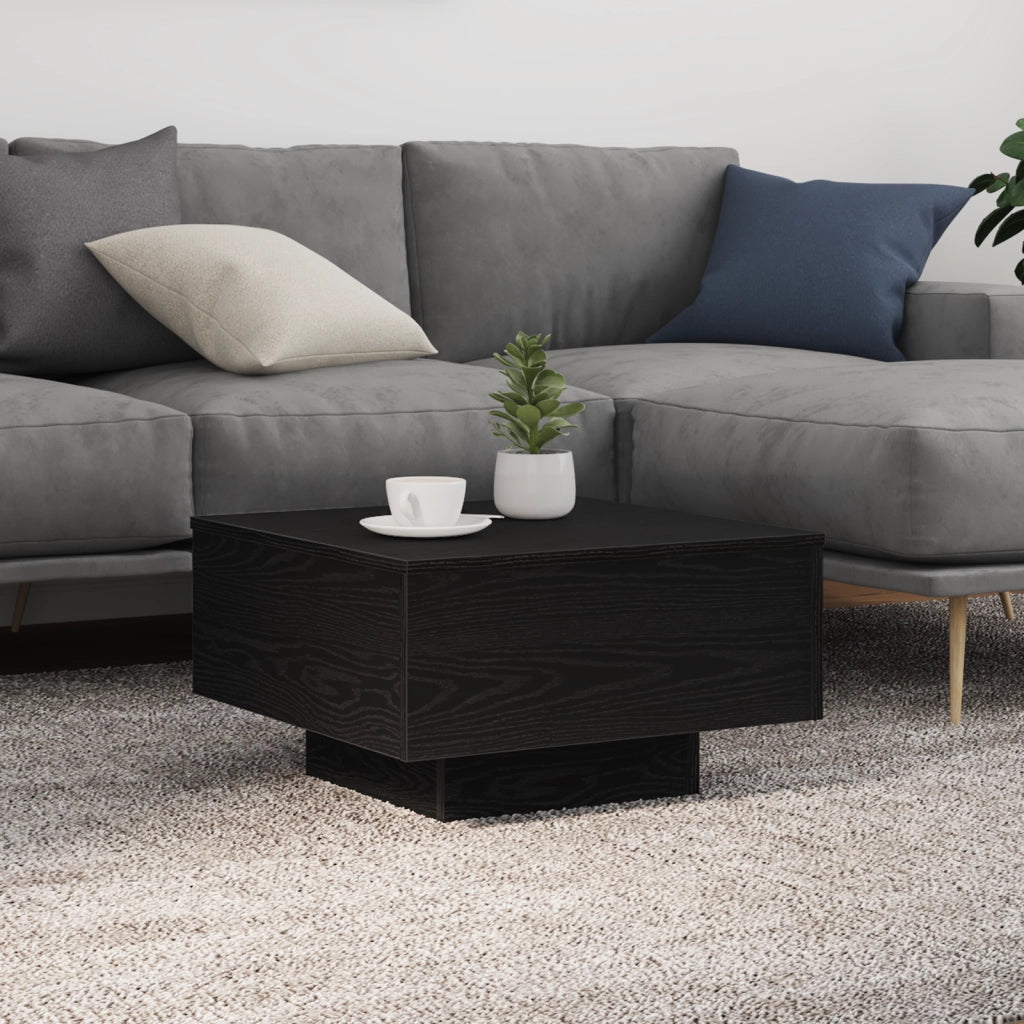 Tavolino da caffÃ¨  con luci LED Rovere Nero 55x55x31 cm