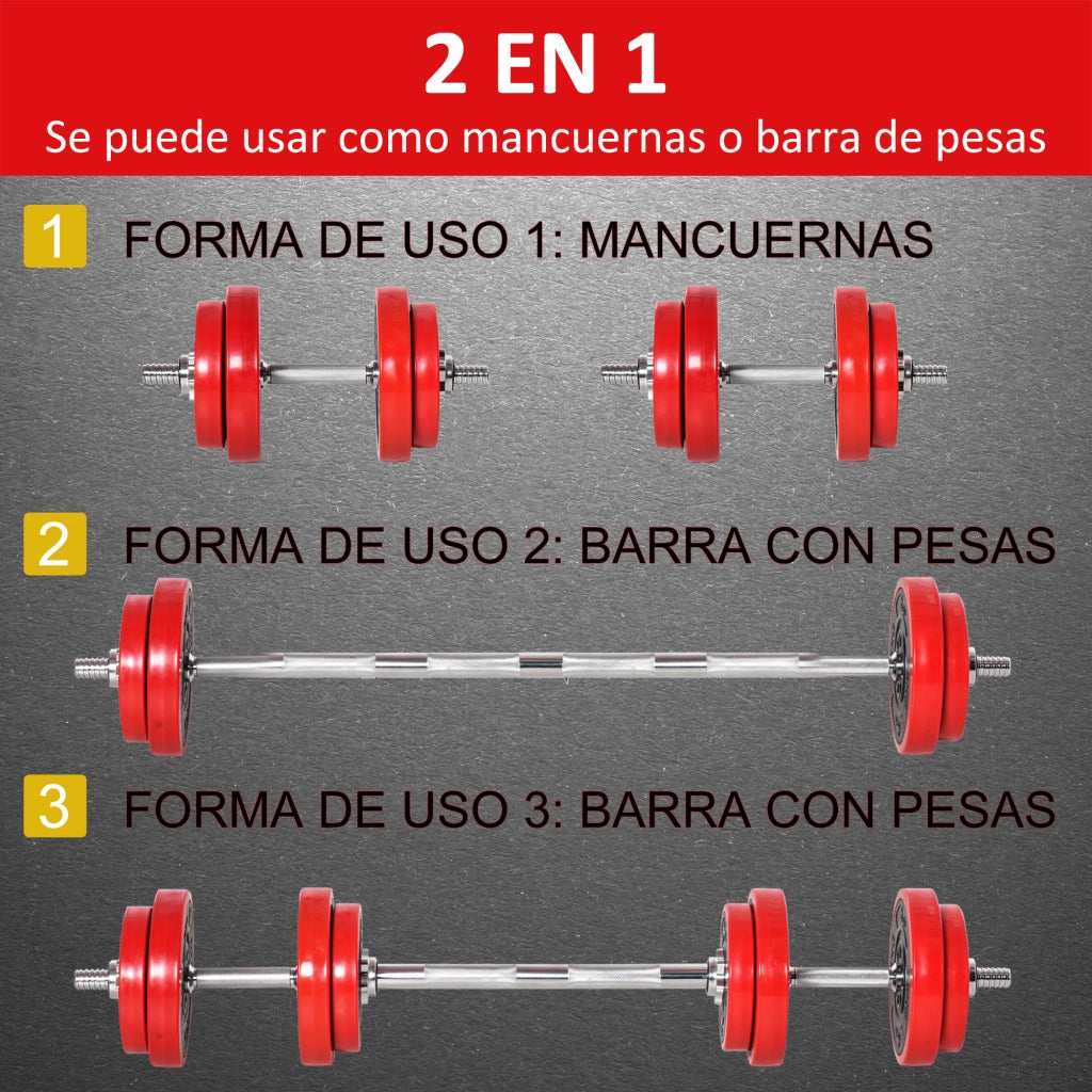 Set di manubri regolabili 20 kg 2 in 1 ¨C zephmum ¨C Nero e Rosso