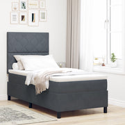 Letto con Rete a Molle e Materasso & LED Grigio Scuro 90x200 cm Velluto
