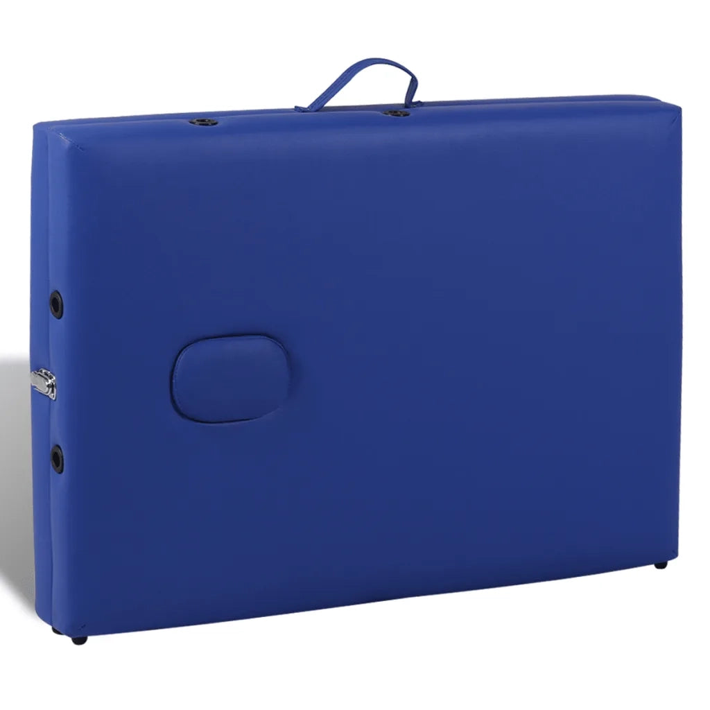 Lettino Pieghevole da Massaggio Blu 3 Zone con Telaio Legno 110079