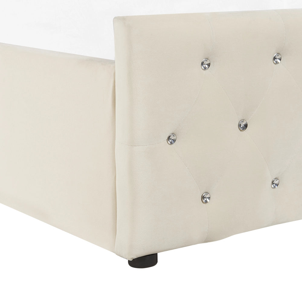 Letto Moderno Una Piazza e Mezzo con Contenitore Velluto Beige160 x 200 cm