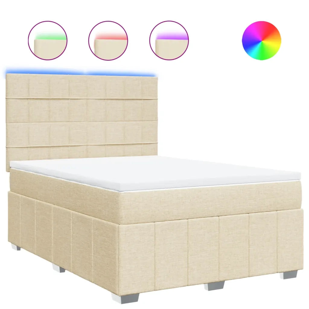 Giroletto a Molle con Materasso Crema 140x200 cm in Tessuto