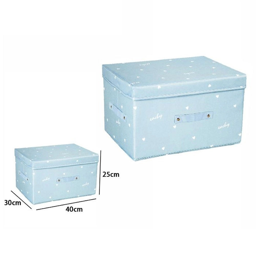 Trade Shop - Box Scatola Salvaspazio Armadio Contenitore Porta Oggetti Organizer 40x30x25 Cm - Celeste