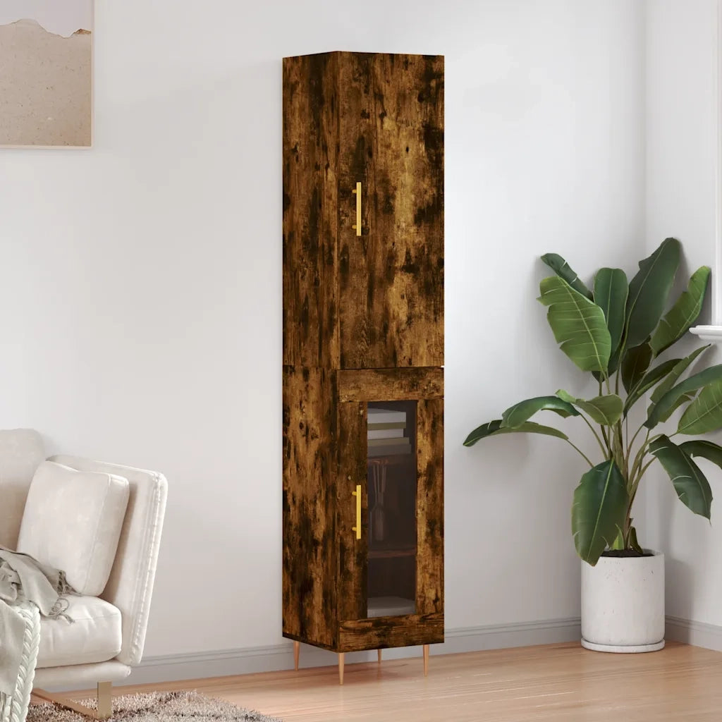 Credenza | Madia | Buffet da pranzo | Armadio da pranzo Rovere Fumo 34,5x34x180 cm in Legno Multistrato