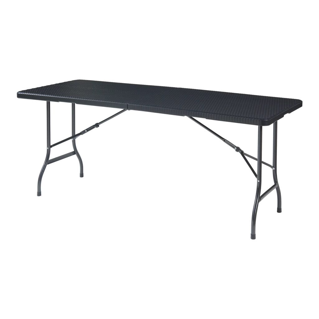Tavolo da campeggio pieghevole 180 x 75 x 72 cm effetto rattan nero 03_0011001