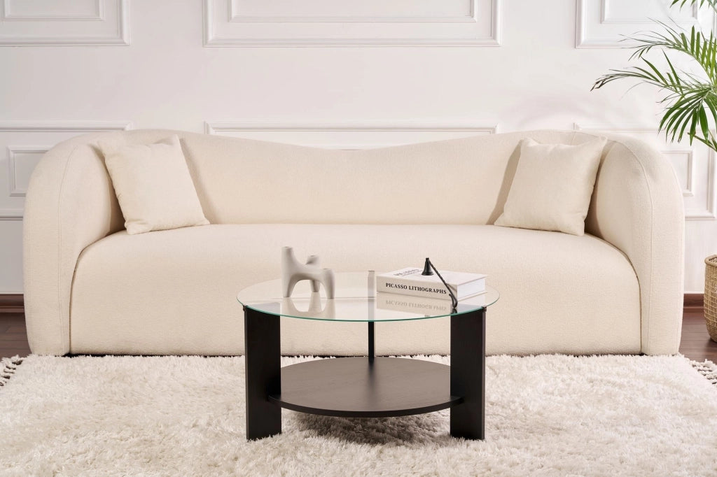 Canevino, Tavolino da Salotto Forma Rotondo, 75x75x40h cm Nero