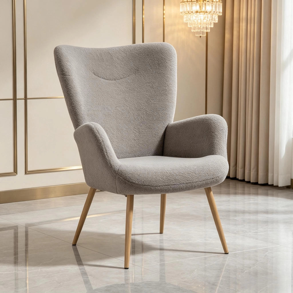 POLTRONA Lounge 71x74x97,5 cm Grigio in tessuto effetto frotté