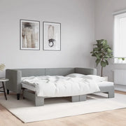 Divano Letto con Letto Estraibile Grigio Chiaro 90x190 Tessuto 3196588