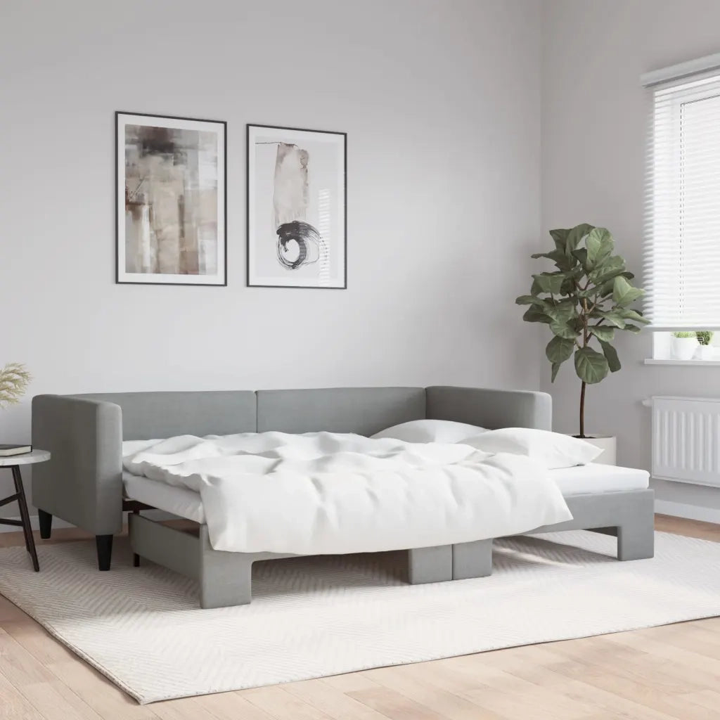Divano Letto con Letto Estraibile Grigio Chiaro 90x190 Tessuto 3196588