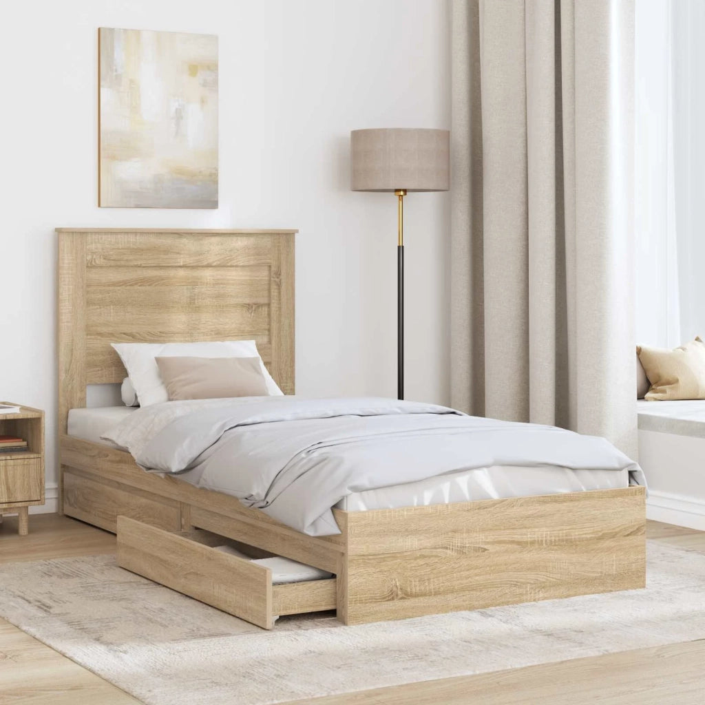 Letto con Contenitore con testiera Rovere Sonoma 100 x 200 cm 3410265