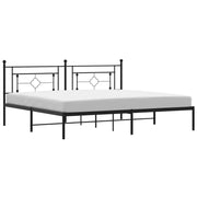 Letto matrimoniale | Letto per adulti | Giroletto con Testiera in Metallo Nero 200x200 cm