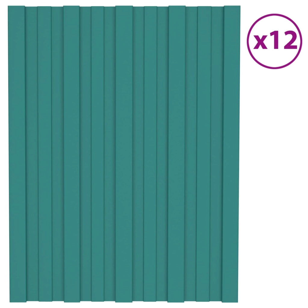 Pannello per tetto 12 pcs Verde 60 x 45 cm Acciaio zincato