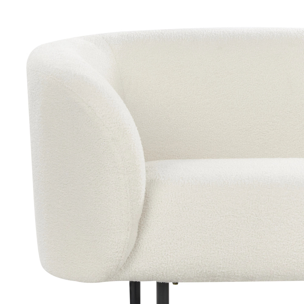 Divano 2 posti in tessuto bouclè bianco e nero con gambe nere stile glamour retrò soggiorno