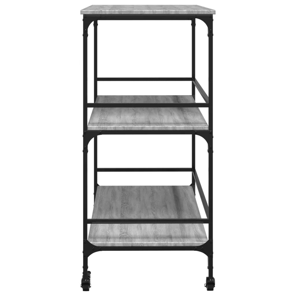 Carrello Cucina-Scaffale per Cucina Grigio Sonoma 100,5x50x105 cm Legno Multistrato