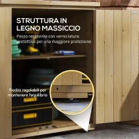 Armadio da Esterno con Ripiano Interno Regolabile e Tetto Inclinato, in Legno di Abete, 77.5x88x90 cm