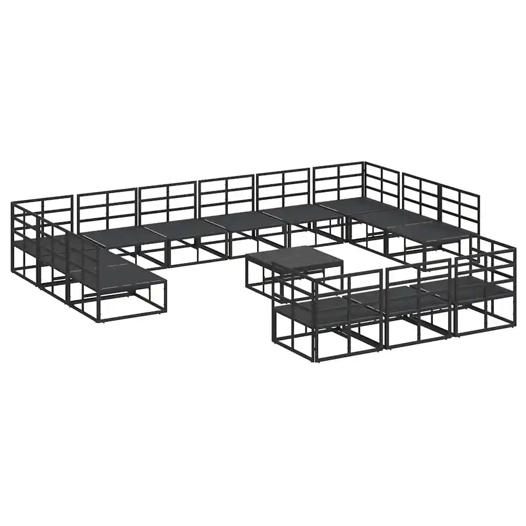 vidaXL Set Divano da Giardino con cuscino 14 pcs Nero Alluminio