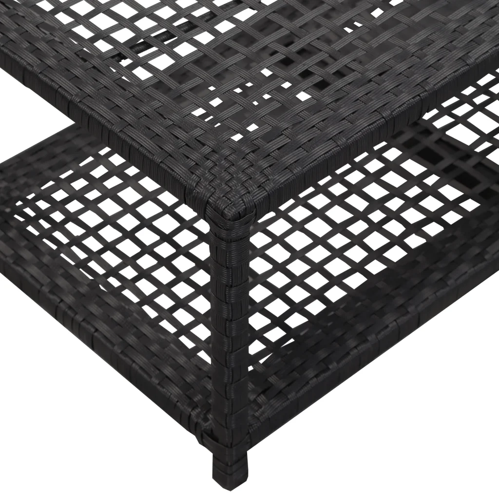 Scarpiera con Panchina Nera 80x40x30 cm in Polyrattan 46978