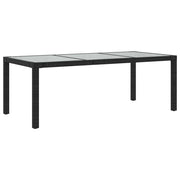 Tavolo Giardino | Tavolino da esterno Nero 190x90x75 cm Vetro Temperato e Polyrattan