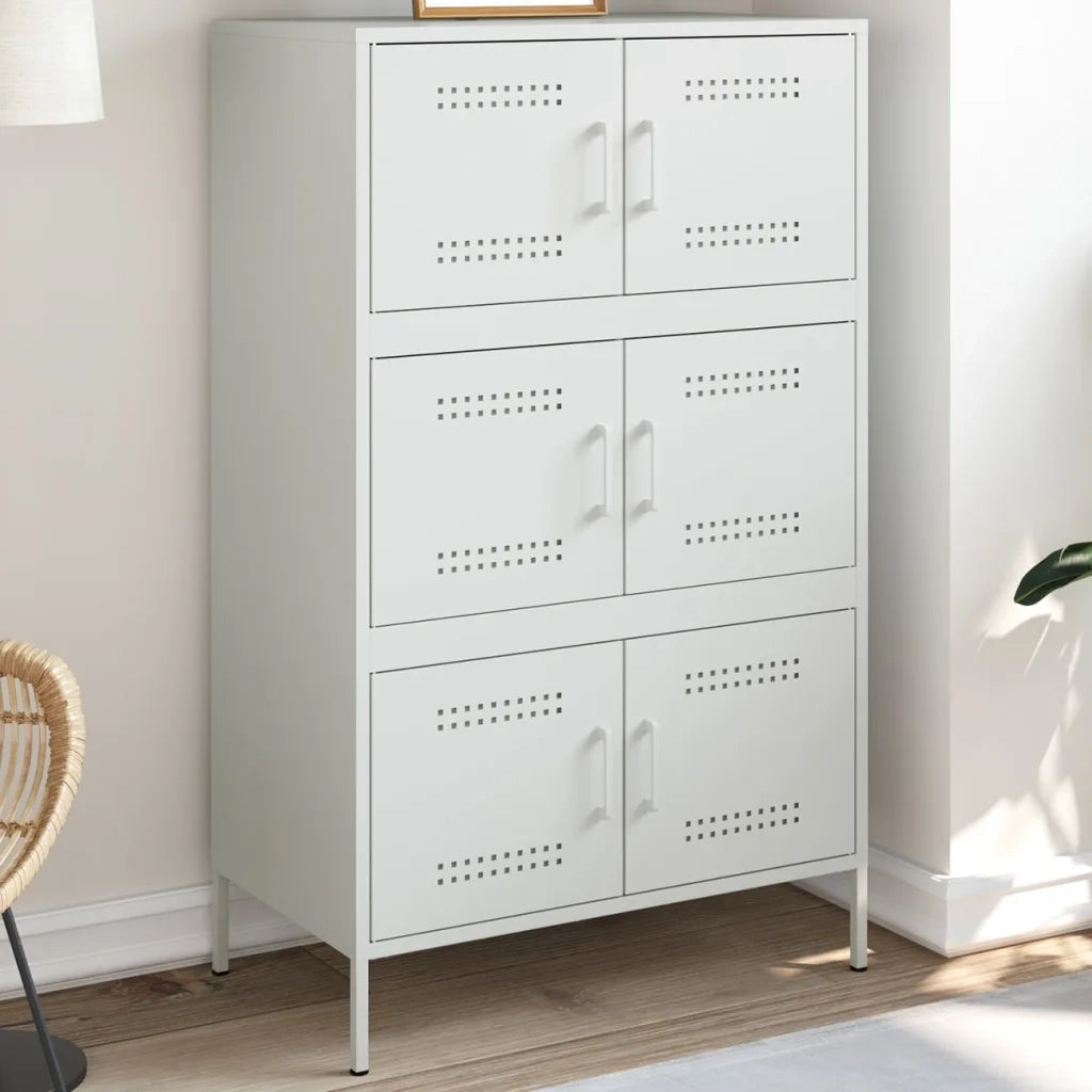 Credenza-Buffet-Armadio da cucina Bianca 68x39x113 cm in Acciaio 626366