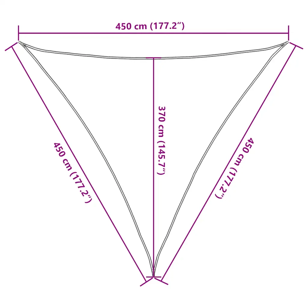 Vela Parasole 160 g/mÂ² Triangolare 4,5x4,5x4,5 m in HDPE