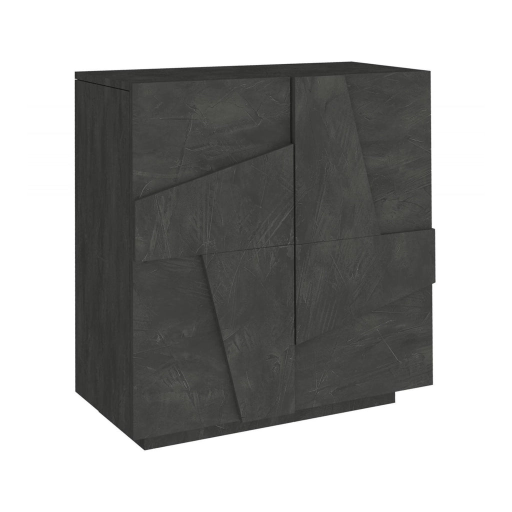 Scarpiera Apetta, Made in Italy, a 2 ante, Portascarpe da ingresso, Mobile multiuso, cm 81x38h86, Grigio Cenere con dettaglio
