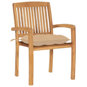 Sedie da Giardino 2 pz con Cuscini Beige in Teak Massello 3063270