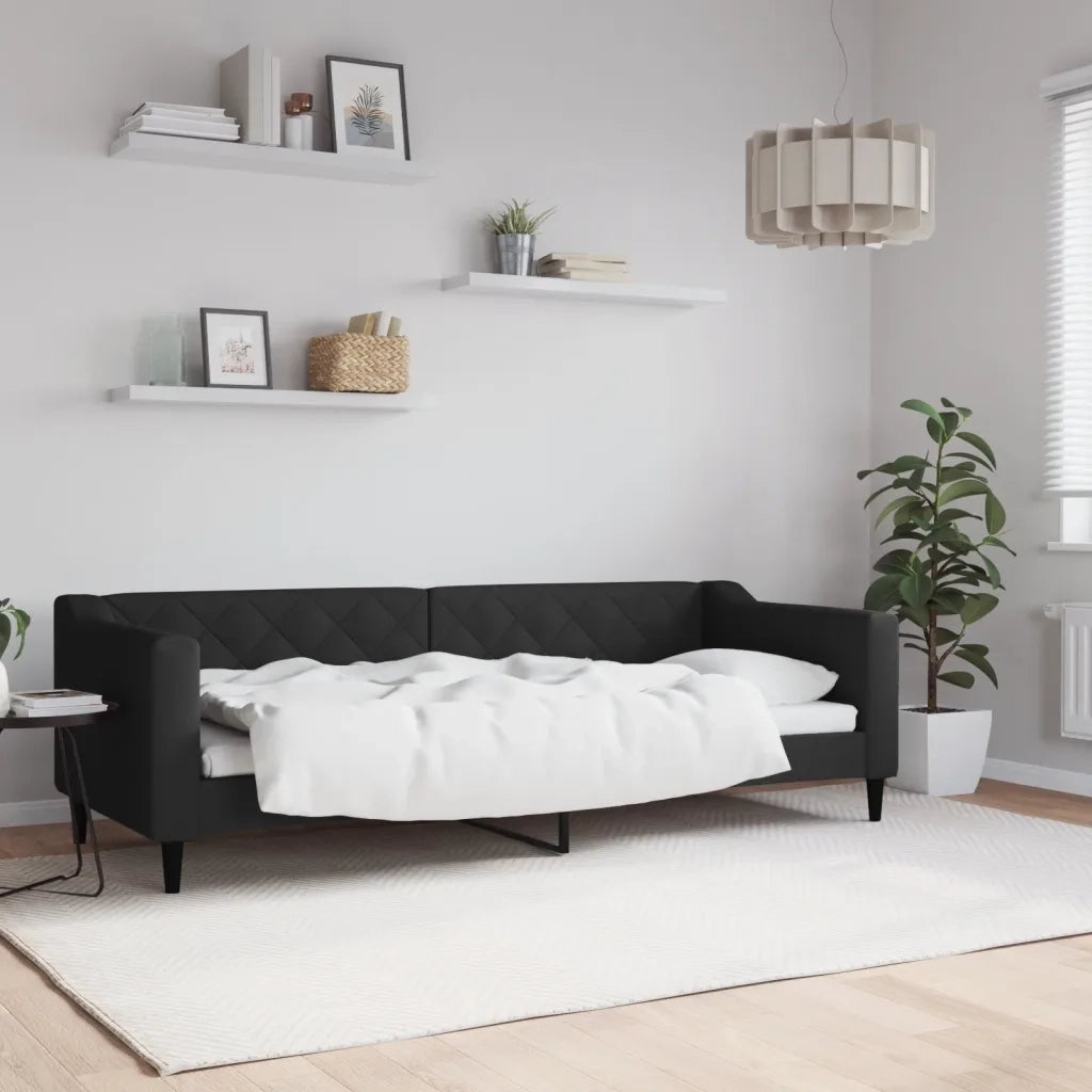 Letto singolo | Letto per adulti | Letto da Giorno Nero 80x200 cm in Tessuto