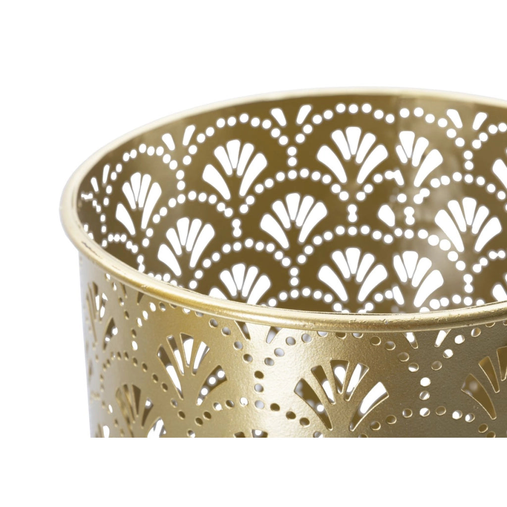 Set di 2 Vasi per Piante VKH398, Oro, Metallo, 21x21x52 cm