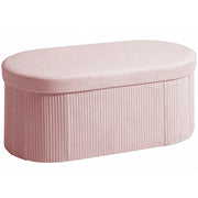 Pouf Contenitore Pieghevole 76x38x35 cm con Vano da 72L e Rivestimento in Velluto Rosa