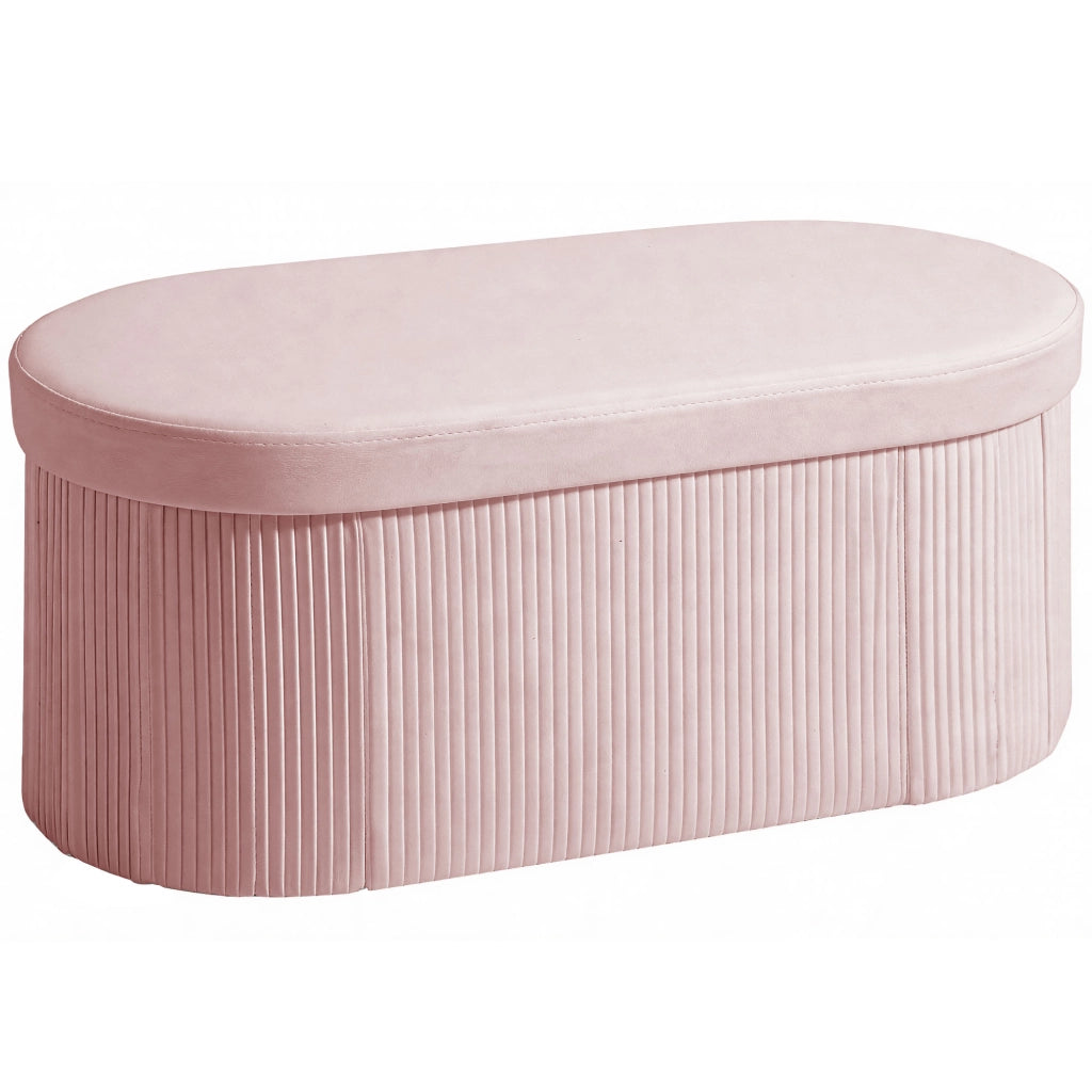 Pouf Contenitore Pieghevole 76x38x35 cm con Vano da 72L e Rivestimento in Velluto Rosa