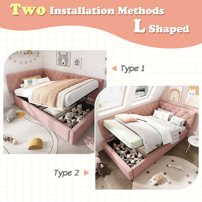 Daybed-Xylo-90x190 cm-idraulico, doghe, velluto rosa